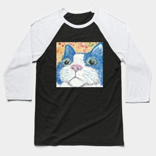 Cute blue cat face Baseball T-Shirt